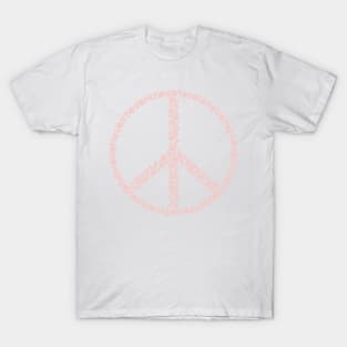 Floral Peace Sign - Pastel Blush Pink T-Shirt